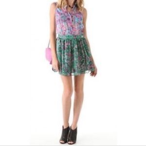 Gryphon silk green and pink floral mini